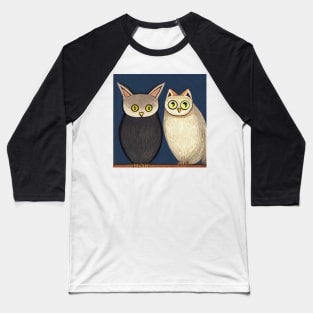 A Cat and An Owl Funny Pet Owner Baseball T-Shirt